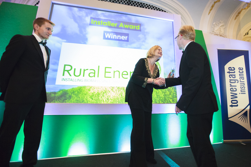 Paul Clark accepting the award for REA's Installer of the Year 2014
